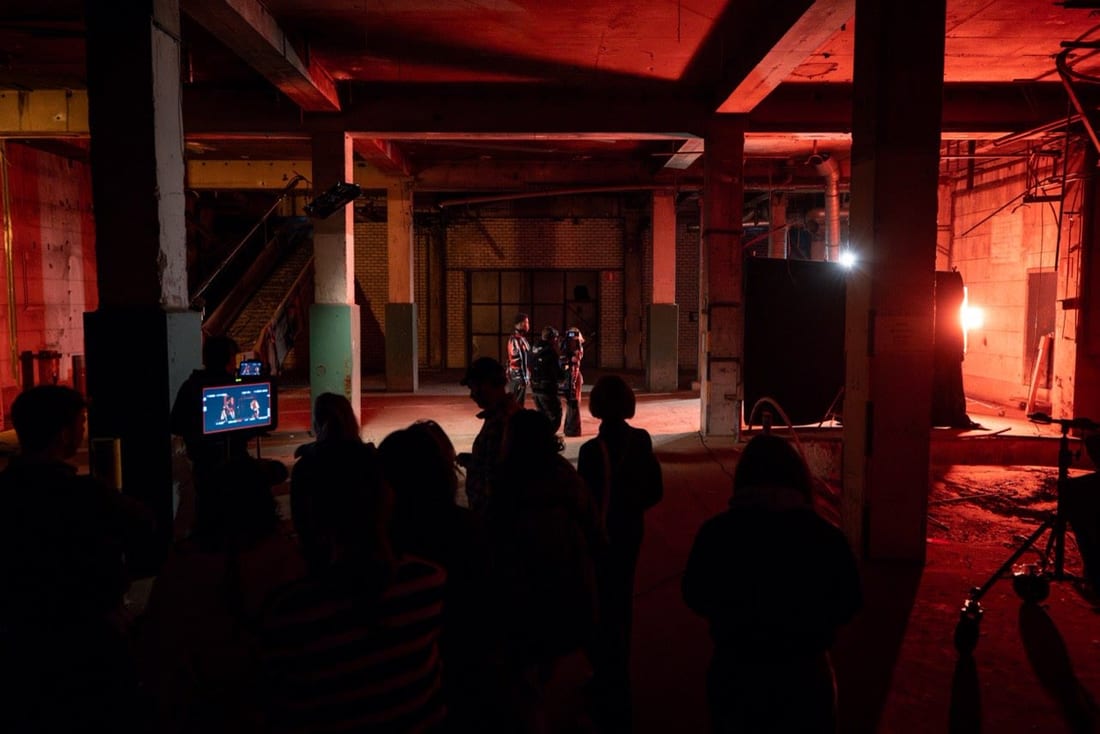 Behind the scenes on set