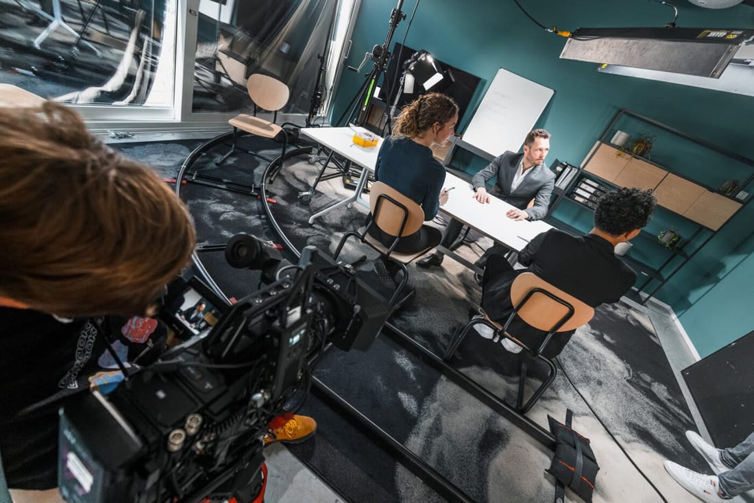 Behind the scenes on set
